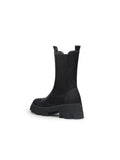 Block Heel Mid-Length Black Leather Chelsea Boot Ledshopy.com