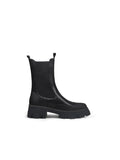 Block Heel Mid-Length Black Leather Chelsea Boot Ledshopy.com
