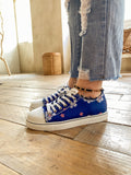 Blossom Ripped Trim Sneaker - Navy Ledshopy.com