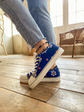 Blossom Ripped Trim Sneaker - Navy Ledshopy.com