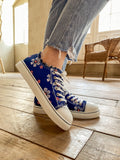 Blossom Ripped Trim Sneaker - Navy Ledshopy.com