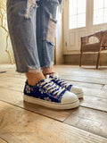 Blossom Ripped Trim Sneaker - Navy Ledshopy.com