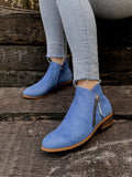 Blue Side Zipper Low Ankle Boot Ledshopy.com