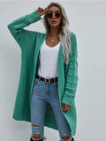 Braid Open Knit Long Cardigan - Green Ledshopy.com