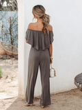 Break Away Off Shoulder Wide Leg Jumpsuit - Grey Ledshopy.com