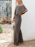 Break Away Off Shoulder Wide Leg Jumpsuit - Grey Ledshopy.com