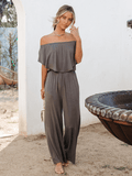 Break Away Off Shoulder Wide Leg Jumpsuit - Grey Ledshopy.com