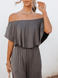 Break Away Off Shoulder Wide Leg Jumpsuit - Grey Ledshopy.com