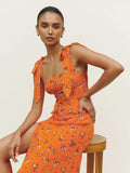 Budding Beauty Split Floral Maxi Dress - Orange Ledshopy.com