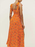 Budding Beauty Split Floral Maxi Dress - Orange Ledshopy.com