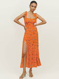 Budding Beauty Split Floral Maxi Dress - Orange Ledshopy.com