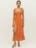 Budding Beauty Split Floral Maxi Dress - Orange Ledshopy.com