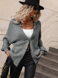 Button Up Oversized Knit Cardigan - Grey Ledshopy.com