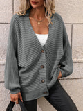 Button Up Oversized Knit Cardigan - Grey Ledshopy.com