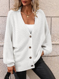 Button Up Oversized Knit Cardigan - White Ledshopy.com