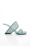 Camellia Lace Upper Leather Heeled Sandal - Blue Ledshopy.com