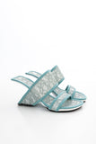 Camellia Lace Upper Leather Heeled Sandal - Blue Ledshopy.com
