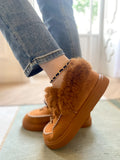 Chestnut Faux-Fur Anklet Yana Moccasin Ledshopy.com