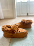 Chestnut Faux-Fur Anklet Yana Moccasin Ledshopy.com