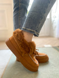 Chestnut Faux-Fur Anklet Yana Moccasin Ledshopy.com