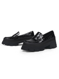 Chunky Heel Croc Pattern Loafer - Black Ledshopy.com
