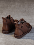 Curved Leather Combat Boots - Brown Ledshopy.com
