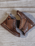 Curved Leather Combat Boots - Brown Ledshopy.com