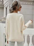 Darius Drop Shoulder V-Neck Knit Top - Beige Ledshopy.com