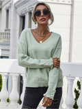 Darius Drop Shoulder V-Neck Knit Top - Green Ledshopy.com