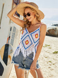 Diamond Crochet Tassel Crop Top - White Ledshopy.com