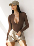 Alessandra Fitted Bodysuit - Chocolate