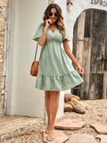 Emiliana Short Sleeve Babydoll Mini Dress - Sage Ledshopy.com