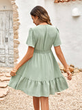 Emiliana Short Sleeve Babydoll Mini Dress - Sage Ledshopy.com