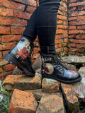 Fairy Tale Princess Lace-Up Ankle Flat Combat Boots - Black Ledshopy.com