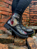 Fairy Tale Princess Lace-Up Ankle Flat Combat Boots - Black Ledshopy.com