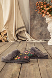 Faux Fur Lined Suede Upper Slipper - Grey Ledshopy.com