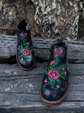 Floral Embroidered Ankle Booties Ledshopy.com