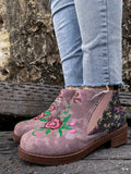 Floral Embroidered Ankle Booties Ledshopy.com