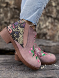 Floral Embroidered Ankle Booties Ledshopy.com