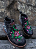 Floral Embroidered Ankle Booties Ledshopy.com