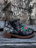 Floral Embroidered Ankle Booties Ledshopy.com