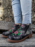 Floral Embroidered Ankle Booties Ledshopy.com