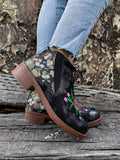 Floral Embroidered Ankle Booties Ledshopy.com