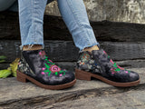 Floral Embroidered Ankle Booties Ledshopy.com