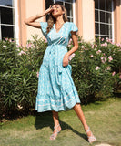 Freddie Maxi Dress - Green Print Ledshopy.com