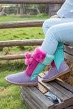 Fringe Ball Color Contrast Suede Boots - Purple Ledshopy.com
