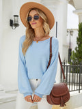 Fuzzy Balloon Sleeve Knit Sweater - Blue Ledshopy.com