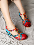 Genuine Leather Cut Out T-Strap Dora Sandals Oxford Shoes Ledshopy.com