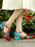 Genuine Leather Cut Out T-Strap Dora Sandals Oxford Shoes Ledshopy.com