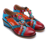 Genuine Leather Cut Out T-Strap Dora Sandals Oxford Shoes Ledshopy.com